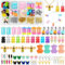 Mispudin Charms Anhänger Set, 76 Stück Charms Bubble Tea Anhänger Schmetterling Bär Bonbon Blitz, Schmuck Ohrringe Selber Machen Set für Halskette, Coole Sachen für Teenager Mädchen DIY