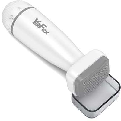 Derma Stamp, YaFex Einstellbar Microneedling Stamp mit 120 Titanium Pins, Professioneller Microneedling Pen für Gesicht, Körper, Haare, Bartwuchs