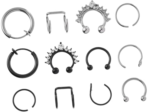 GALPADA 24 Stk Ohr- und Nasenring aus Edelstahl dekorative Nasenstecker künstliche Nasenringe würfelunterlage leds leuchtmittel slico Nasenpiercing-Schmuck Nasenlochringe Rostfreier Stahl