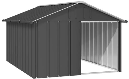 Hundehütte, Hundekäfig Tierhaus, Hundehaus Anthrazit 116,5x153x81,5 cm Verzinkter Stahl