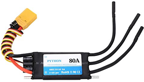 80A Black RC Boat ESC, High Performance Speed Controller for RC Ships with SBEC Adjustable LCD Programming Supported