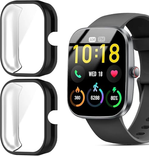 Blueshaweu Schutzhülle Für T70 Smartwatch 1.91, Flexibles TPU Vollschutz mit schutzfolie Kratzfest Hülle Kompatibel mit Kuizil T70/Soudorv T70/Csasan T70/WeurGhy T70 Smartwatch (schwarz+schwarz)