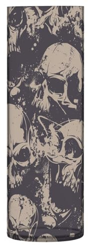Kleine Blumenvase mit Totenkopf-Illustration, Kunststoff, zylinderförmig, 30 cm, kleine Blumenvase, moderne Vasen für Büro, Küche, Hochzeitsdekoration