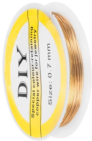 sourcing map 0.7mm/21 Gauge Copper Wire for Jewelry Making, 1 Roll Craft Tarnish Resistant Beading Wire for Jewelry Making Supplies DIY (Bright Gold)-4m