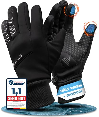 MIVELO Fahrradhandschuhe Herren & Damen - Wasserabweisend & mit Ergo-Pad I Touchscreen fähige Handschuhe I Winterhandschuhe & Übergangshandschuhe I Gloves