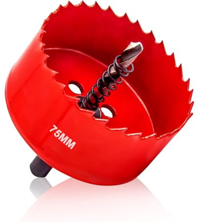 Hole Saws Cutter, HSS Bi-Metal Drill Bit for Wood, Plastic, UPVC, Fiberglass and Plasterboard (75mm)