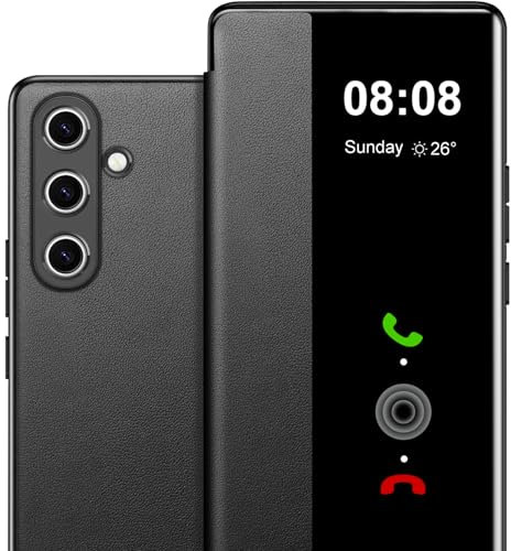 Flip Case for Samsung Galaxy A36 Case S View, Clear View Folio PU Leather Hard PC for Samsung A36 Case, Luxury Anti-Scratch Flip Cover Phone Case for Samsung Galaxy A36 5G Smartphone (Black)