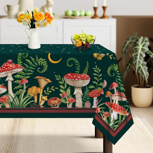 Arquiel Tischdecke Pilz, Tischdecken Abwaschbar Wasserabweisend Rechteckige Tischtuch Frühling Französisch Tischdeck für Haus Küche Esszimmer Party Dekoration(140 x 180 cm)