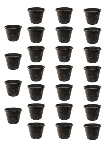 PondH2o 13cm (5 Inch) Round Water Garden Pond Aquatic Plastic Mesh Slotted Plant Basket Value Trade 25 Pack, Planting Basket Aquaponics, Hydroponics Slotted Mesh Planter Pots