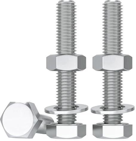 Drenky M8x80mm Sechskantschrauben Bolzen Und Muttern Set Edelstahl A2 V2A Schraubenset M8 Maschinenschrauben Unterlegscheiben Sortiment Kit, 10 Stück, DIN933 / DIN934 / DIN125