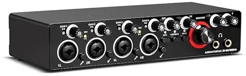 DIKAMAN Audio-Mixer, 4-Kanal-Aufnahme-Soundkarte mit treiberfreier Schnittstelle, USB-Soundkarte Für Karaoke-Studio-Streaming-Aufnahmen
