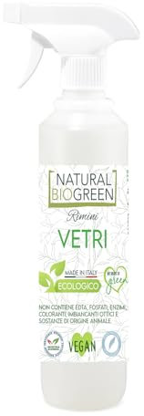 Naturalbiogreen Ökologischer Glasreiniger, ohne Parfüm, hypoallergen, Spray, 500 ml