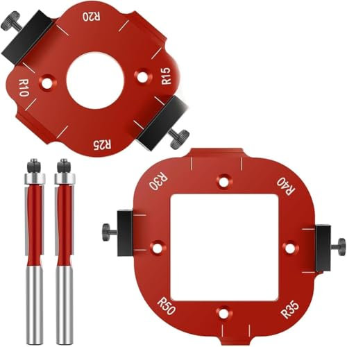 Tuesoa 2Pcs Router Templates for Woodworking, for Woodworking, 4 in 1 Arc Angle Positioning Template with Trimming Cutter