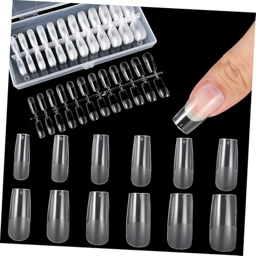 DONFAMDS 240pcs Square Nail Extensions Full Coverage Nail Display Tips Semi-Matte for Manicure Practice and Gel Polish