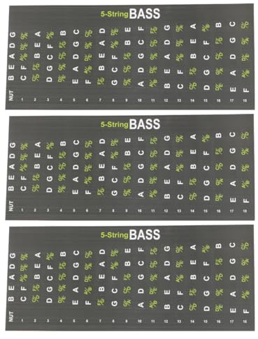 Tiardey 3 Stücke Bass Griffbrett Note Karte Aufkleber Aufkleber Bass Gitarre Skala Aufkleber Griffbrett Note Etiketten Fit 5 Saiten