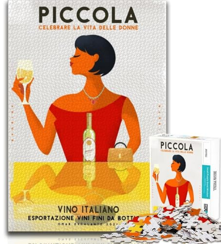 Italian Wine Vintage Jigsaw Puzzles for Adults Teenagers Jigsaws Puzzle,Toys Educational Games Stress Relieving Suitable for Desktop Decoration 38x26cm