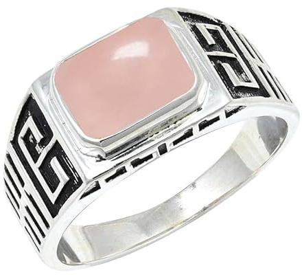 JEWELSTREZORO TSR1173AA Bague en argent sterling 925 avec grenat pour homme et femme Article cadeau fait main, 70 (22.3), Métal précieux Pierre précieuse, Quartz rose