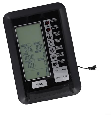 Gdfnmogo Heimtrainer Monitor Tachoanzeige für stationäre Fahrräder, 2xAA Powered Fitness mit Geschwindigkeit, Distanz, Kalorien, Herzfrequenz, Schwarz
