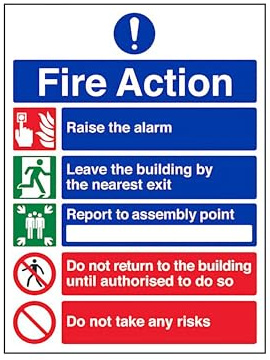 The Workplace Depot Fire Action Notice Mandatory Site Safety Sign – 300 x 200 mm 1mm PVC or Self-Adhesive Vinyl – Fire Safety Signage for Offices, Warehouses and Public Spaces (PVC (Rigid))