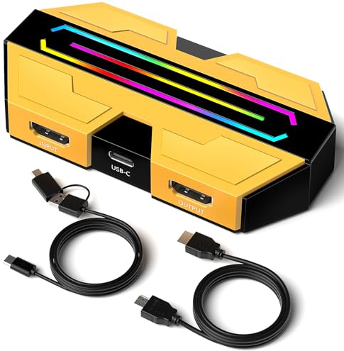BlueAVS Scheda di acquisizione video HDMI 4K per streaming, 4K 60Hz 1440P 144Hz 1080P 240Hz Acquisizione con HDR VRR ALLM Passthrough, acquisizione esterna USB-C per PS5, Xbox Series X/S, Switch