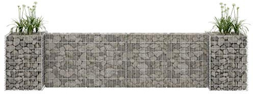 QJBSAVVA Gabionen-Pflanzkorb H-förmig 260x40x60 cm aus rostfreiem Stahldraht mit 10x5 cm Maschenweite, Modernes Design, Robustheit und Langlebigkeit für Garten, Hof und Terrasse