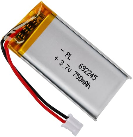 LiPo Akku 3,7V 750mAh 692245 mit 2P-PH-Anschluss, Wiederaufladbarer Lithium Polymer Akku für Bluetooth-Lautsprecher, Dashcams, Wearables & Elektronikgeräte