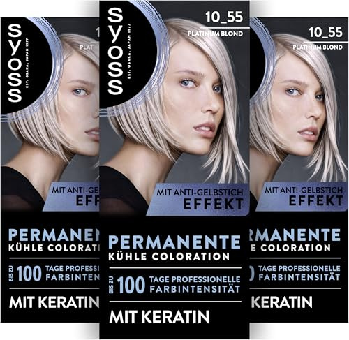 Syoss Coloration 10_55 Platinum Blond (115 ml), permanente Haarfarbe blond | Verleiht bis zu 100 Tage professionelle Farbintensität, für 100 % Grauabdeckung, Tiefenpflege Kur für dein Haar