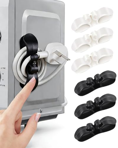 KAHZOR Avvolgicavo Organizer Cavi 6 Pezzi Autoadesivo per Elettrodomestici da Cucina, soluzione salvaspazio per mixer, frullatori e macchine caffè, ordine perfetto.