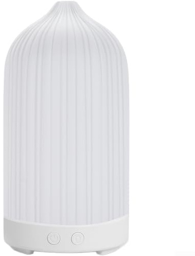 USB Aroma Diffuser mit Holzoptik, leiser Luftbefeuchter unter 36 dB für ätherische Öle, LED-Lichteffekt, Auto-Abschaltung, stilvolles Design für Wohnzimmer und Schlafzimmer(White)
