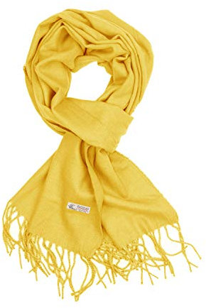 TZ Promise Einfarbiger Kaschmir-Gefühl, klassisch, weich, luxuriös, Winterschal für Damen und Herren, gelb, Einheitsgröße