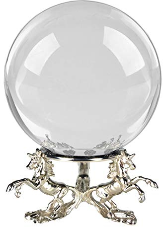 Amlong Crystal Transparente Kristallkugel 150 mm mit Einhorn-Ständer und Geschenkpaket für dekorative Kugel, Lensball-Fotografie, Gazing Wahrsagung oder Feng Shui und Wahrsagungsball.