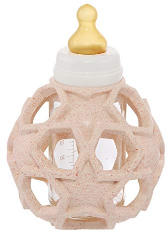 Hevea Biberons en verre en boule Bouteille de 120 ml avec bouchon anti-poussière : env. 15 cm, Star Ball : env. 10,5 cm de diamètre en rose 454331