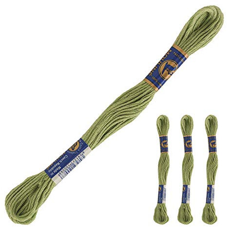 3 Docken Stickgarn je ca. 8m / Sticktwist 100% Baumwolle Stickerei verschiedene Farbwahl, Farbe :6322 moosfarben