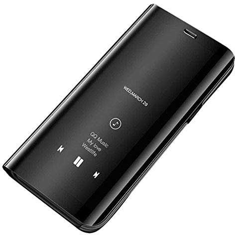 cofi1453® Smart View Spiegel Mirror Smart Cover Schale Etui kompatibel mit iPhone 11 Pro Max Schutzhülle Tasche Case Schutz Clear Schwarz