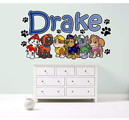 Wandtattoo PAW Puppy GROUP PERSONALISIERTER WANDSTICKER Kinderzimmer Aufkleber Kunst CHASE