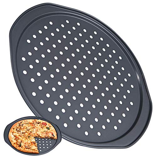 FANDE Moldes para Hornear Pizza, Utensilios para Hornear antiadherentes, Molde para Pizza con Agujeros, Bandeja Profesional para Hornear Pizza de Corteza Crujiente Redonda (36 cm)