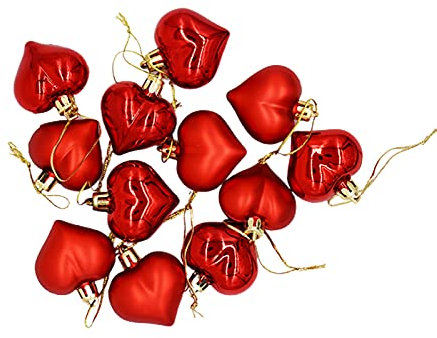 Benoon Hängende Anhänger 12Pcs/Box Herzförmige Hängende Kugel Dekorative Kunststoff Weihnachtskugeln Kugel Weihnachtsbaum Ornament rot
