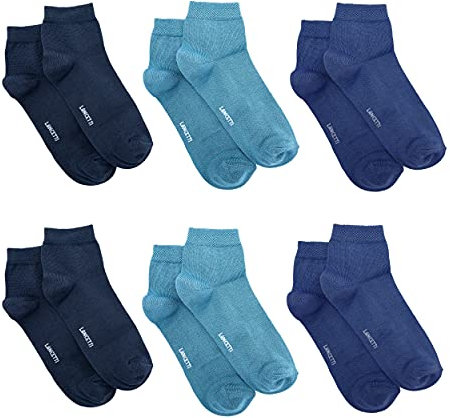 LANCETTI - 6 Paia Calzini Corti Bambino e Bambina in Cotone Filo di Scozia, Traspiranti e Confortevoli, Colori Assortiti, 23-26 (2-4 anni)