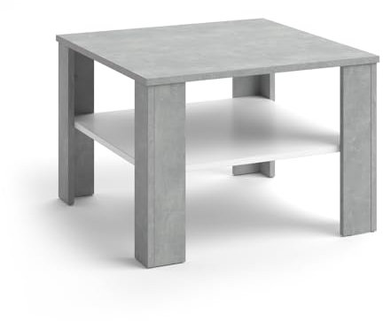 Vicco Table Basse Homer, Béton/Blanc, 60 x 60 cm