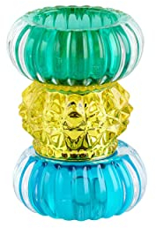 Gift Company Teelichthalter Sari rund, Kerzenständer, Kristallglas, Blau, Gelb, Grün, 11.5 cm, 1093901010