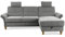 CAVADORE Ecksofa Wyk mit Federkern / Schlafsofa im Landhaus-Stil mit Longchair, Bett, Bettkasten, Armteilfunktion + 2 Kopfstützen / 252 x 90 x 162 / Chenille, Grau