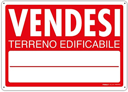 PRINTIX Cartello Vendesi In Polipropilene (PP) Di Spessore 1mm Stampato Con Tecnologia UV Resistente Alle Intemperie Visibilità A Distanza 25cm X 35cm (Vendesi Terreno Edificabile)