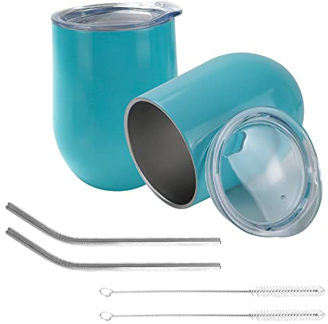 QUTHZZHY 350ML Verres à Vin en Acier Inoxydable, isolation sous vide double couche mug,sans BPA,tasses à café réutilisables,adaptées aux pique niques,au camping,aux voyages