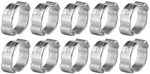 Jadeshay Ohrschellen Edelstahl, 10 Stück Doppelohrschellen 2-Ohr Schellen Zink überzogene Schlauchschellen 13-15mm für Fule Benzin Rohr Schlauch