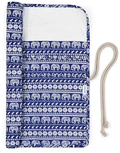 Aeelike Large Knitting Needle Roll Up Case - 14'' Long Straight Needle Storage Organizer With 20 Slots