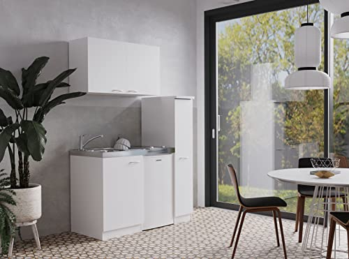 respekta Küche Miniküche Singleküche Küchenzeile Pantry Weiß Levin 130 cm