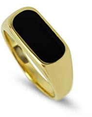 Herren Ring Silber und Gold aus 925 Sterling Silber vergoldet mit Onyx Stein minimalistischer Herrenring (Gold, 66)