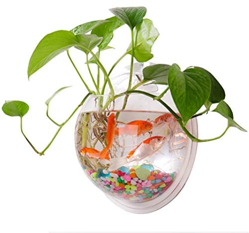 Zerodis Wall Hanging Fish Bowl Acrylic Vase Flower Plant Wall Mounted Plant Pot Hanging Aquarium Decorative Container