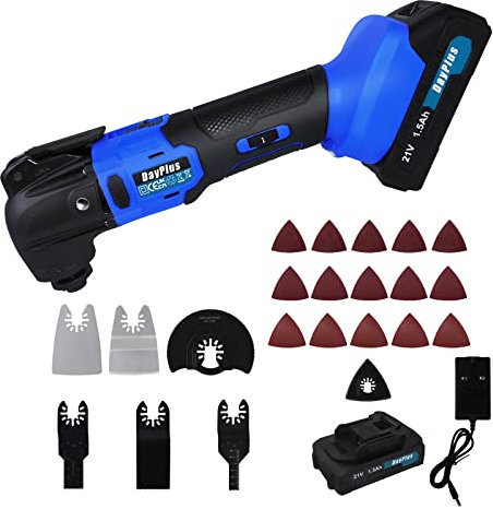 Oszillierendes Multifunktionswerkzeug, Leistungsstarkes 300W Oszillierendes Elektrisches Akku-Multifunktionswerkzeug mit 6 Einstellbaren Geschwindigkeiten, 23-teiliges Zubehörset