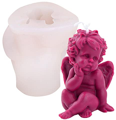 smashing Moldes de Silicona para jabón - Molde para Velas Angelito - Molde de Silicona para Vela de ángel bebé para decoración de Chocolate Hecha a Mano Res de jabón de aromaterapia de Yeso